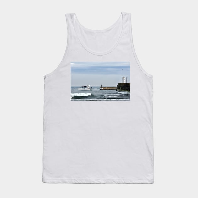 Tour boat returning from the Farne Islands to harbour, Northumberland, UK Tank Top by richflintphoto